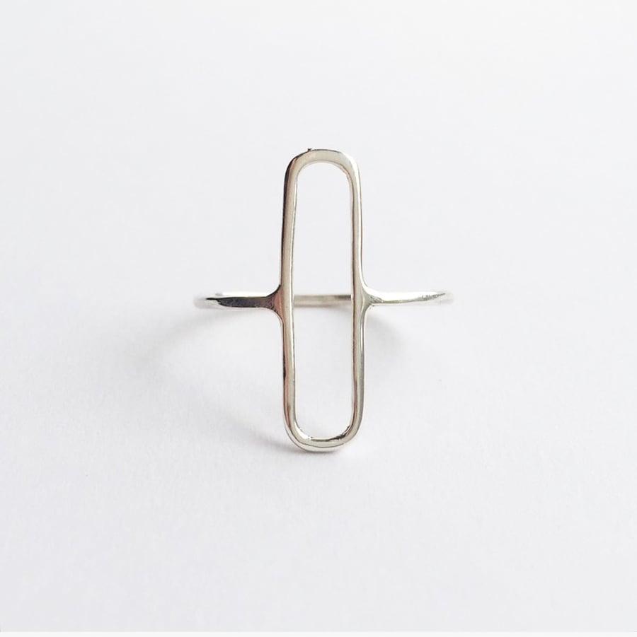 Silver Minimal Rectangle Ring