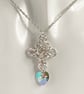 Sterling Silver Chainmaille and Crystal Pendant with a chain - Image 1