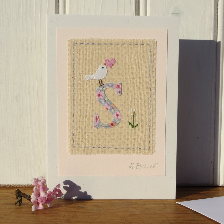Letter S Alphabet Card,New Baby,Christening, Birthday for someone special!