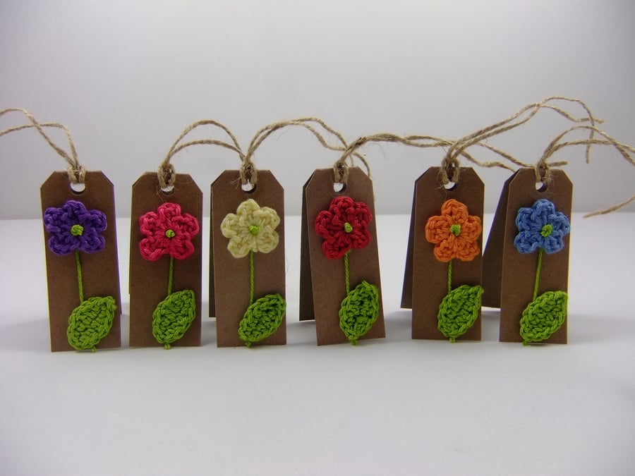 Crochet Flower Mini Tags