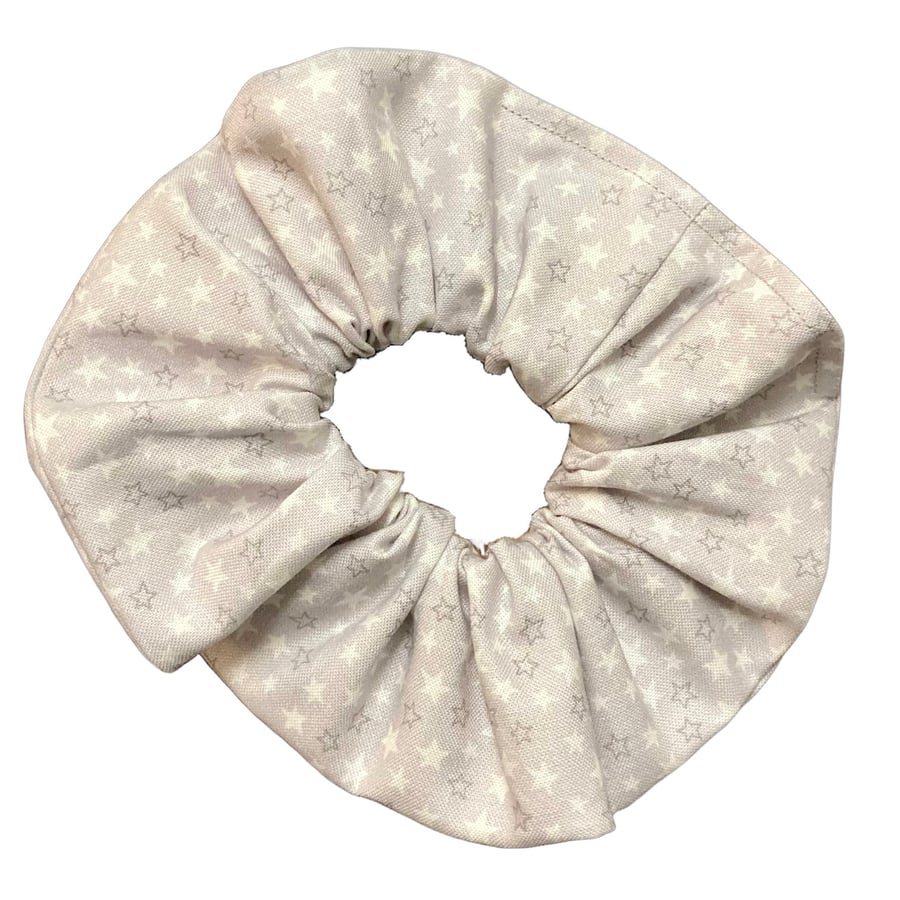 Large Hair Scrunchie - Grey Stars - Handmade by Molly Felicity Designs
