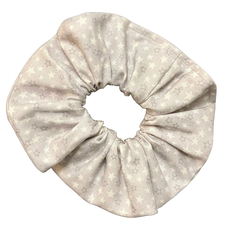 Large Hair Scrunchie - Grey Stars - Handmade by Molly Felicity Designs