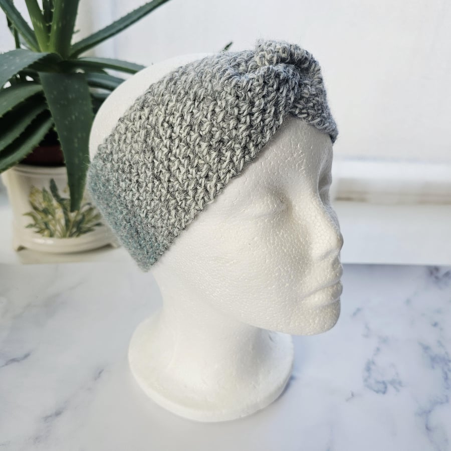 Marble Grey Crochet Ear Warmer Headband, Cosy, Chunky Knit Winter Accessory for 