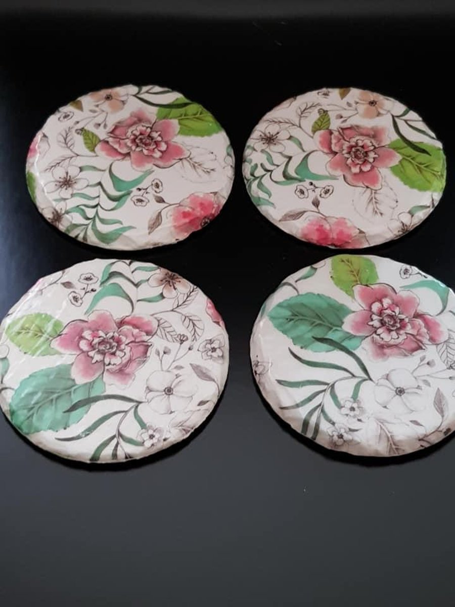 Flower Decoupage slate coasters 