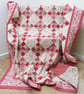 Traditional Red and Cream Patchwork Quilt - Image 1