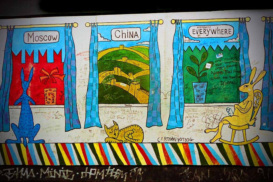 Berlin Wall Graffiti Artwork Street Art Mural Germany 18"x12" Print