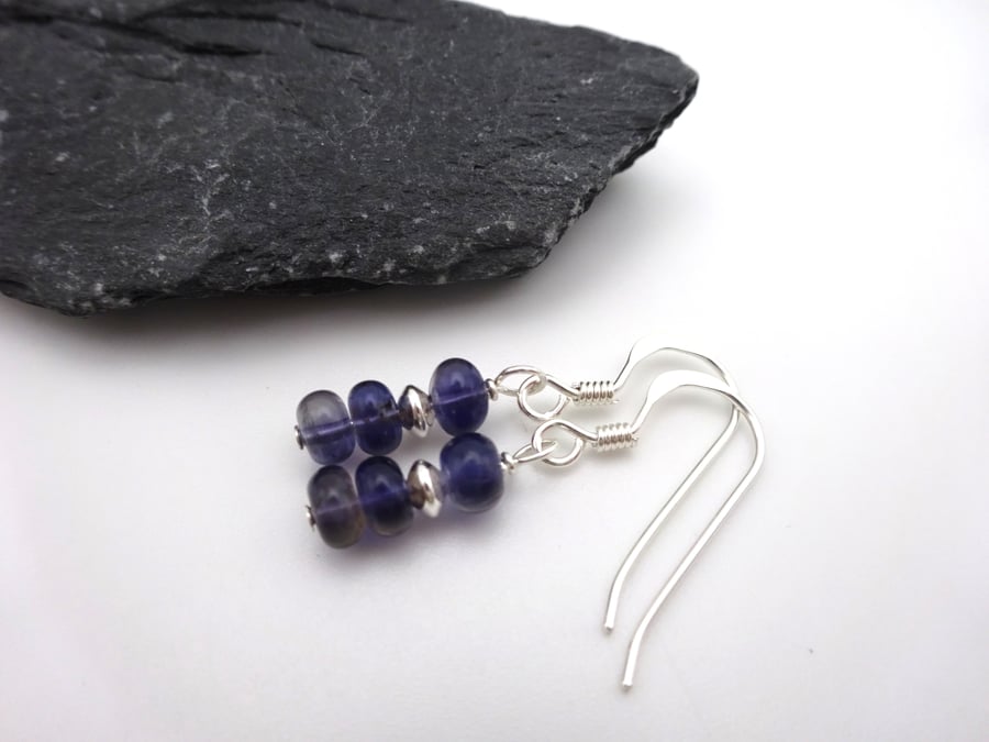 Iolite gemstone earrings
