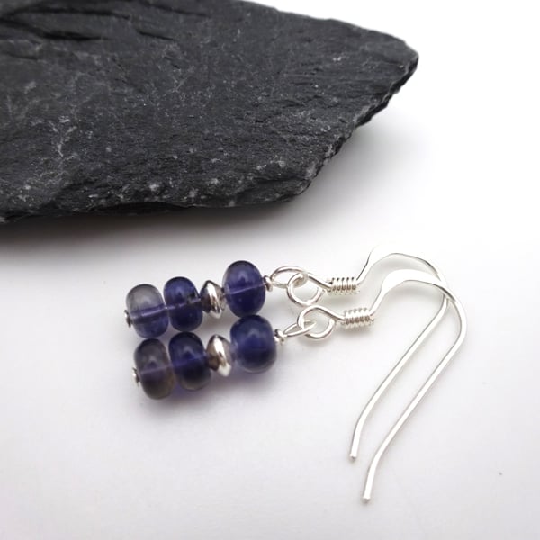Iolite gemstone earrings