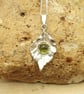 Peridot Leaf Pendant Necklace. August birthstone jewellery