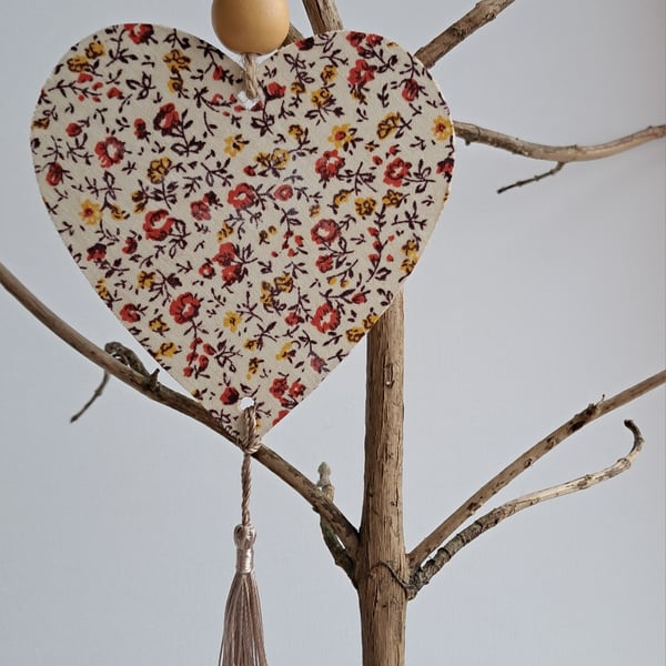 Floral Wooden Hanging Heart