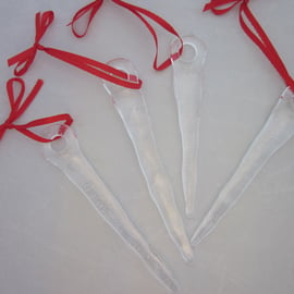  Handmade fused glass decoration or suncatcher - icicle