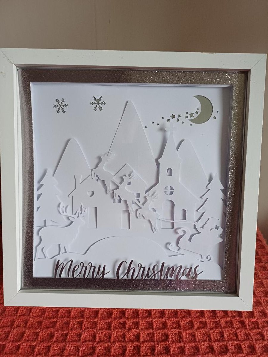 Christmas Scene Winter Scene Shadowbox. A lovely gift for the season.