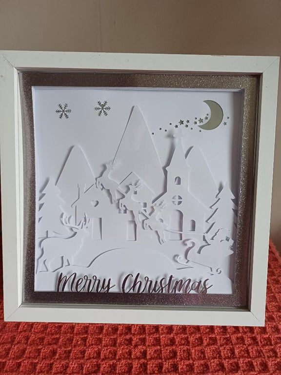 Christmas Scene Winter Scene Shadowbox. A lovely gift for the season.