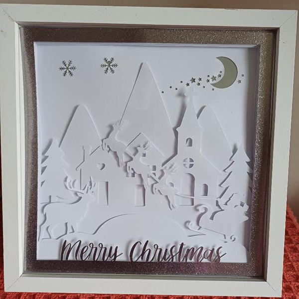 Christmas Scene Winter Scene Shadowbox. A lovely gift for the season.