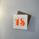 Letterpress Hand Printed 18th Birthday Card