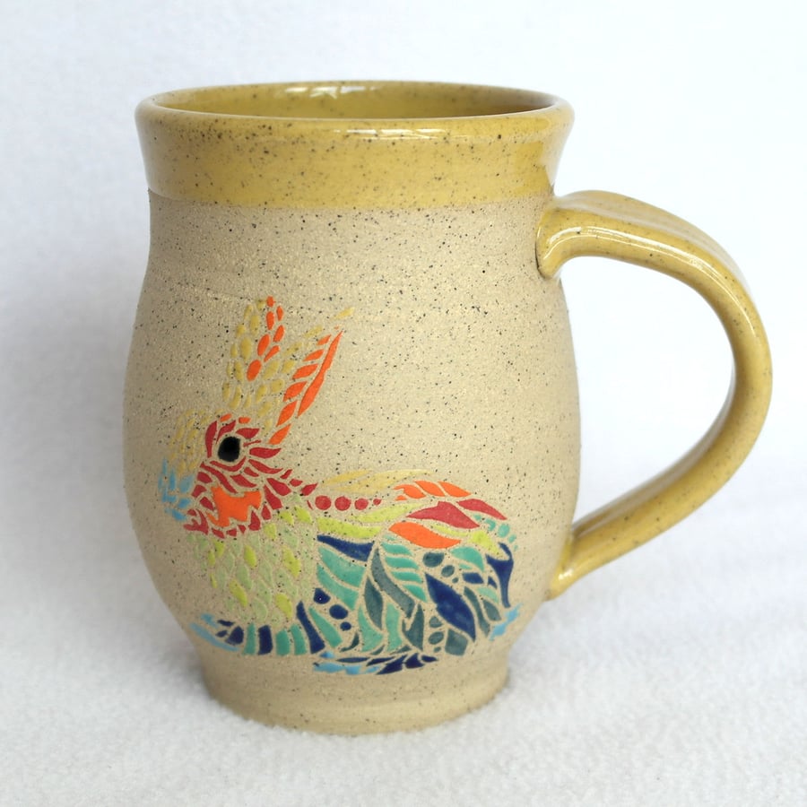19-115 Handmade Ceramic Stoneware Rabbit Mug 