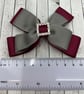 School Wine and Grey Double Layer Bow on Clip - Image 3