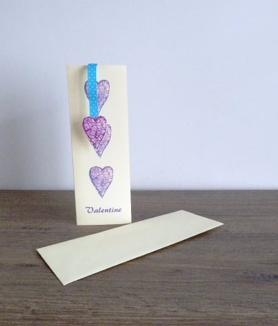 Valentine card with textile bookmark gift