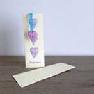 Valentine card with textile bookmark gift