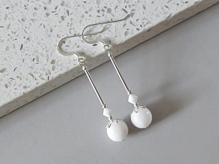 Nanda White Agate Earrings main image 1