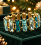 Ombre Crystal Stretch Bracelet Blue Green Glass Crystals Bracelet  - Image 1