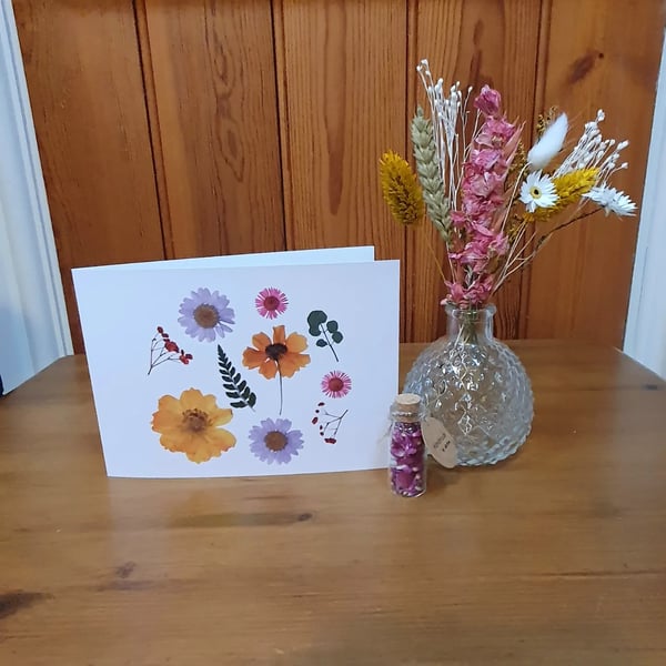 Pressed Flower Greeting Card, Printed - Little Flowers