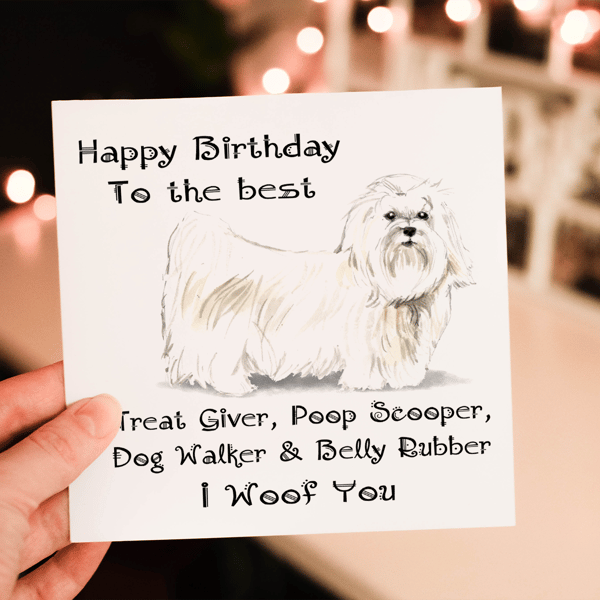 Maltese Dog Birthday Card, Dog Birthday Card, Personalized