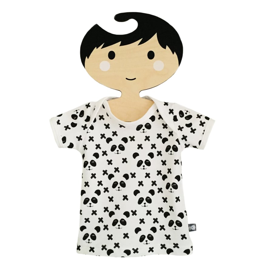 Baby tees, tops, Short Sleeve T-Shirt in PANDAS & CROSSES Organic Top GIFT IDEA