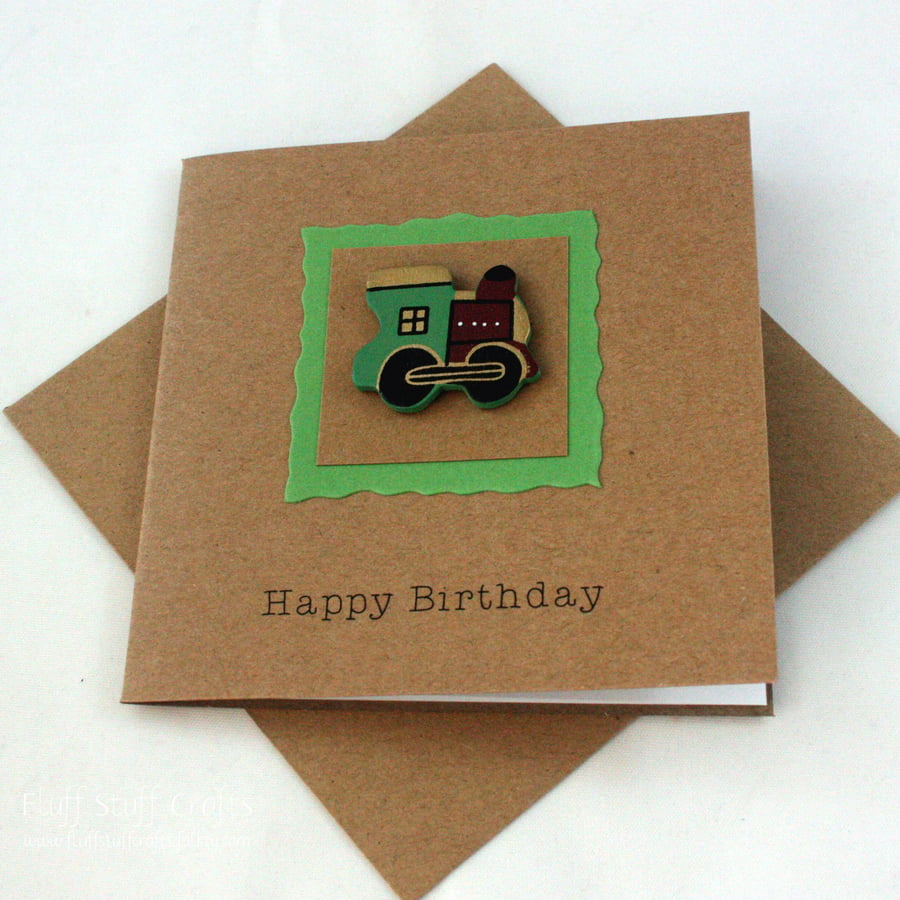 Handmade birthday card - little green train
