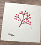 Foliage with red berries , hand painter watercolour Christmas card 