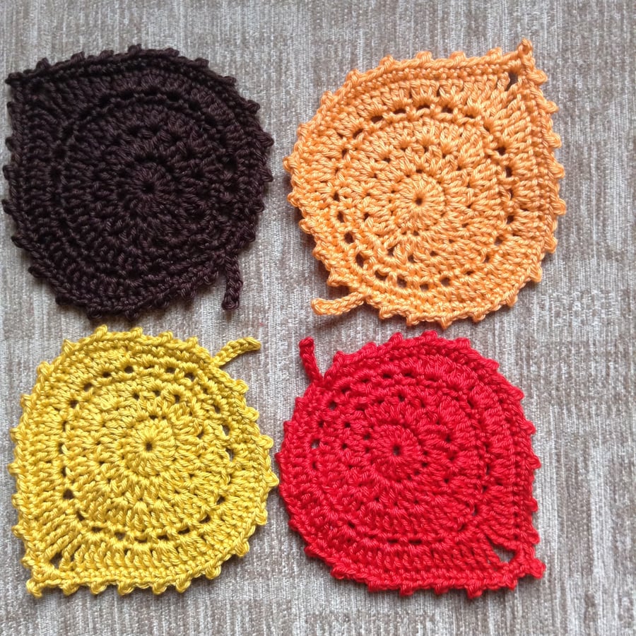 Crochet coasters set of 4 Autumn Leaves