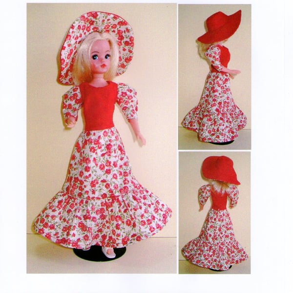Sindy Sewing Pattern for 1970's Maxi Dress and Hat