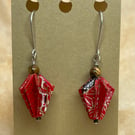 Origami Pinecone Red Washi earrings with tiger-eye