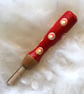 Hand painted red spotty dotty needle grip tool for needle felting - Image 1