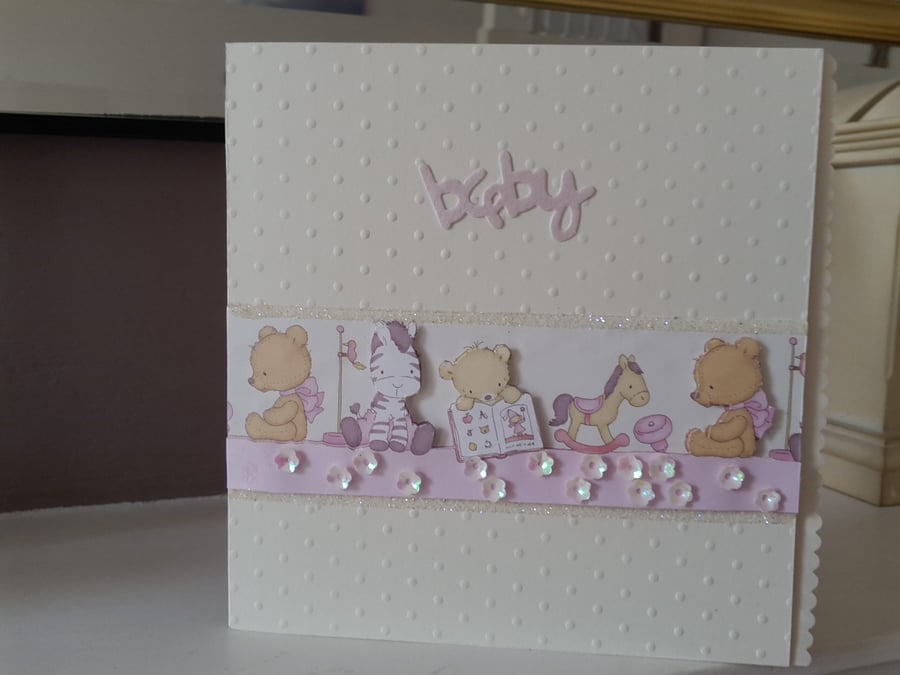 Tiny Zebra New Baby Girl Card