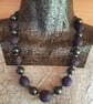 Dark purple and gold polymer clay necklace - Image 1