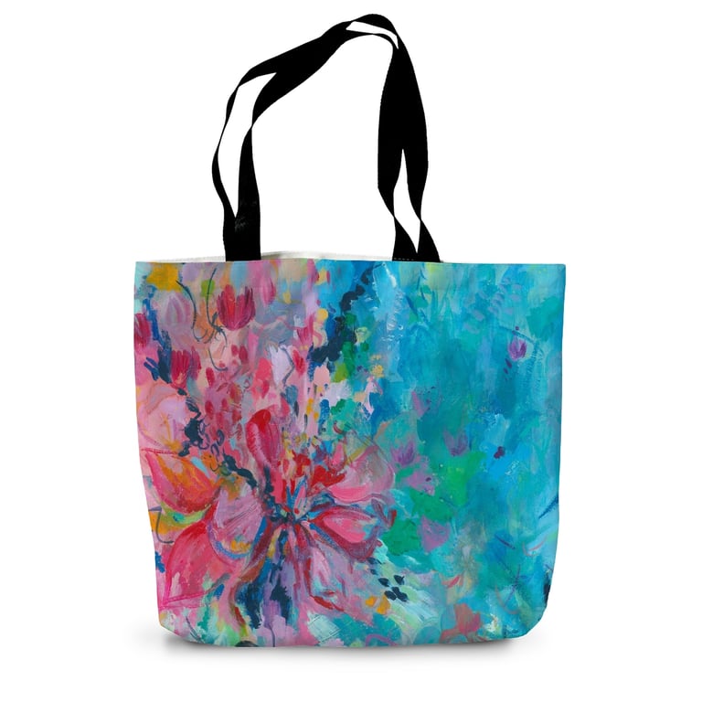  Abstract Floral Art Tote Bag, Original Design