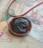 Handmade Hare Wildlife Pendant - Cast in Silver Resin, Polished Walnut Shell - Image 2