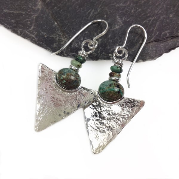 •EQUA-ORBIT• african turquoise + silver earrings