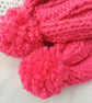 Child's Super Chunky Pink Wide Rib Scarf with Pom Pom, Children's Scarf - Image 4