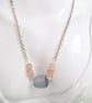 Moonstone and Vintage Pale Pink Satin Glass Bead Necklace - Image 6