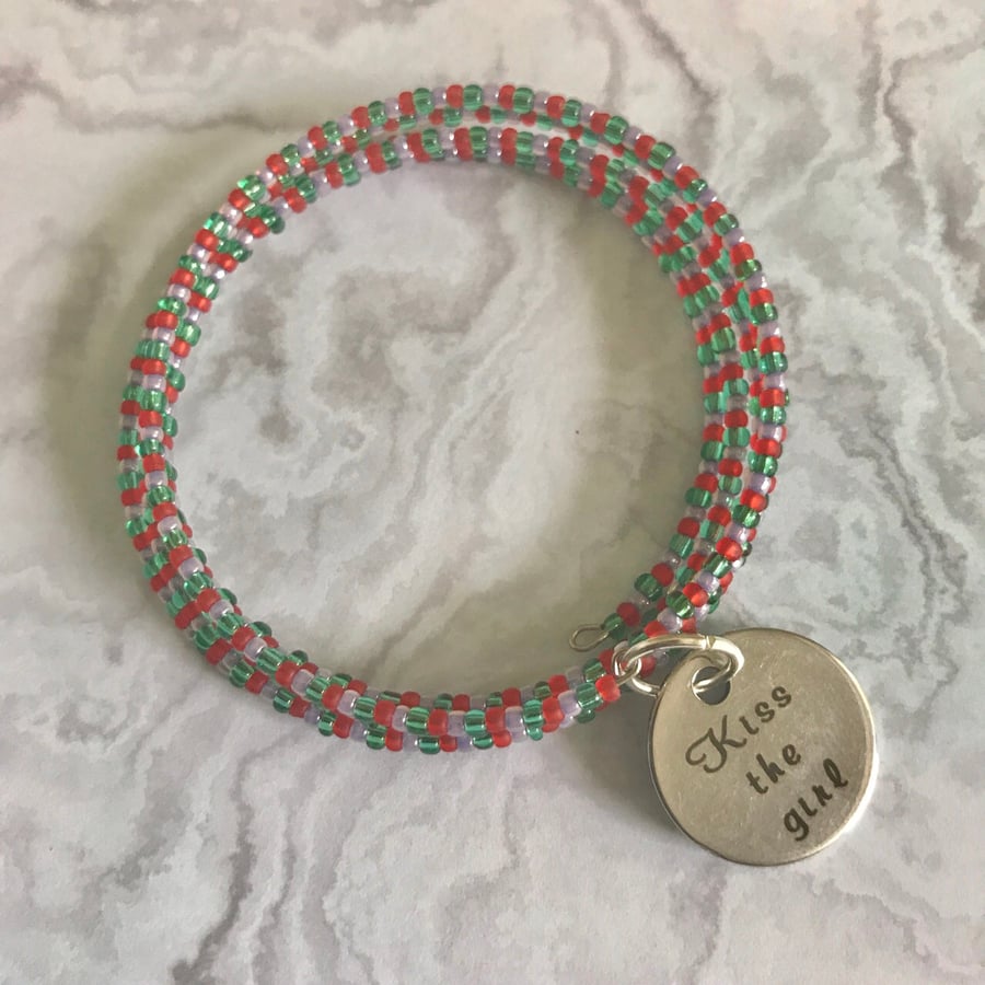 Seed Beaded Ariel The Little Mermaid Inspired Memory Wire Bracelet 