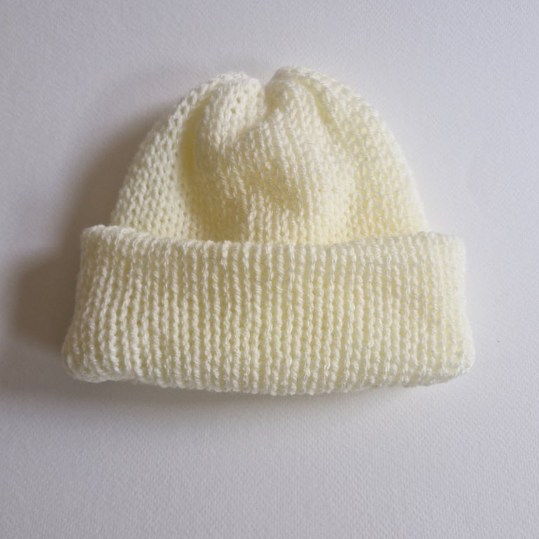 Ivory Wool Beanie Hat 1-2 Years Old