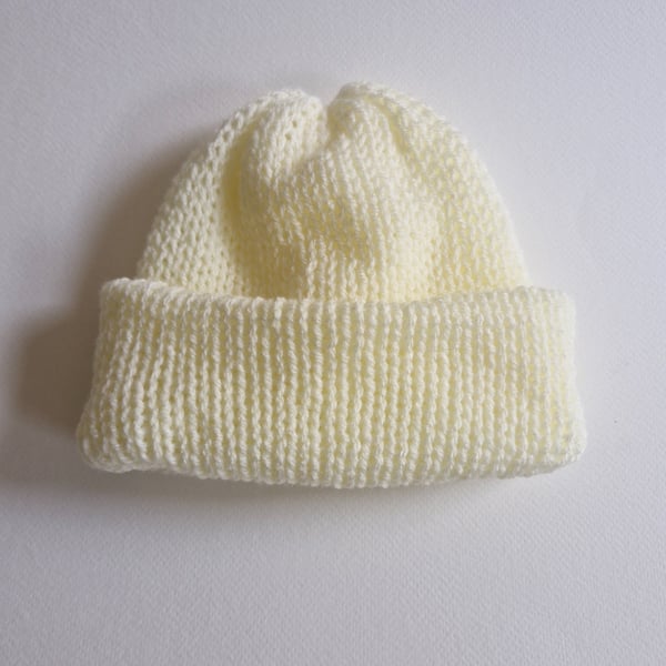 Ivory Wool Beanie Hat 1-2 Years Old