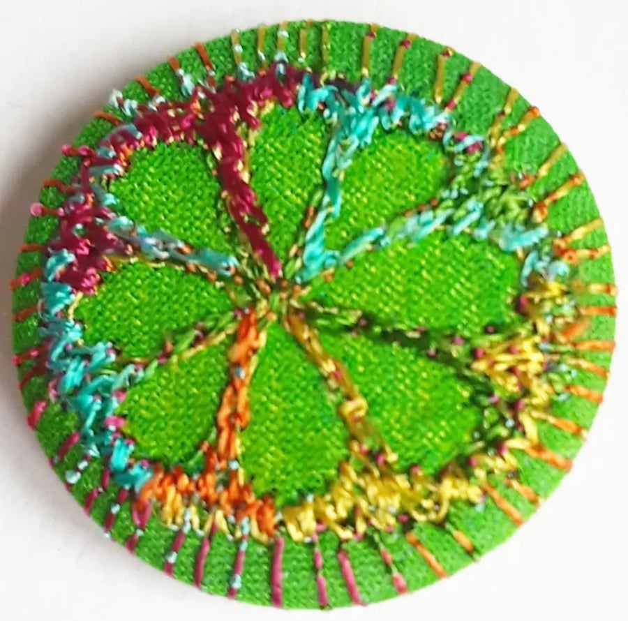 Buttons 1 inch button Hand Dyed Silks and Cottons Free Machine Embroidery Button