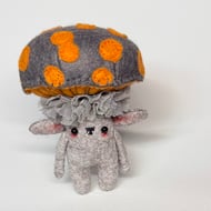 Grey Mushroom Felt Art Doll 