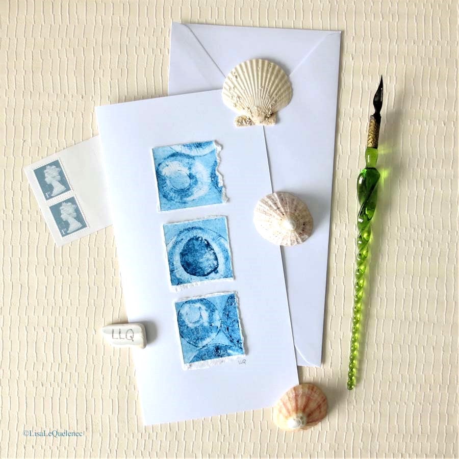 Abstract beach inspired original art card blank greeting artist card 