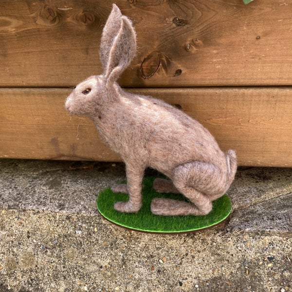 Hare model, needle felted brown hare, woollen sculpture