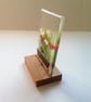Fused Glass Flower Art: Freestanding Floral Panel on Oak Stand - Image 8