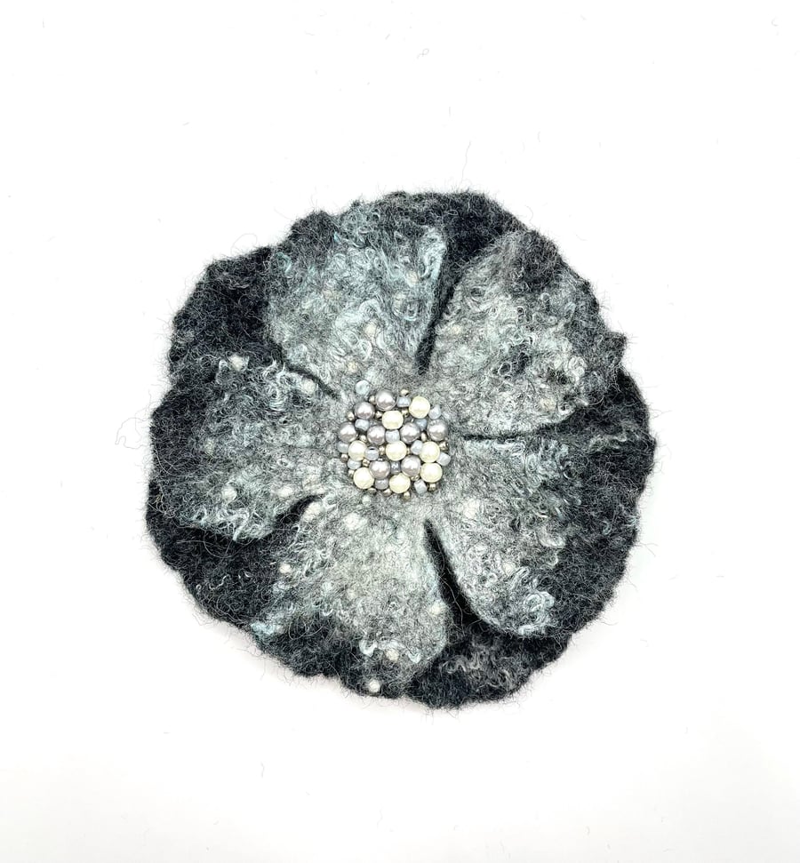 Felt Flower Pin Flower Brooch Handmade Item Wool Jewelry Unusual Jewellery Shawl